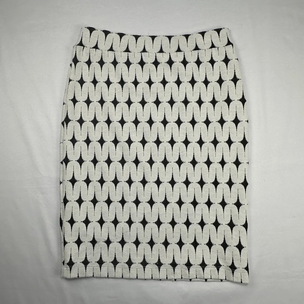 Renee C Womens‎ Black White Geometric Diamond Pencil Skirt Size M Made in USA
